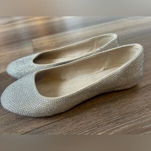 Girls GB Girls Elegant Silver Rhinestone Flats